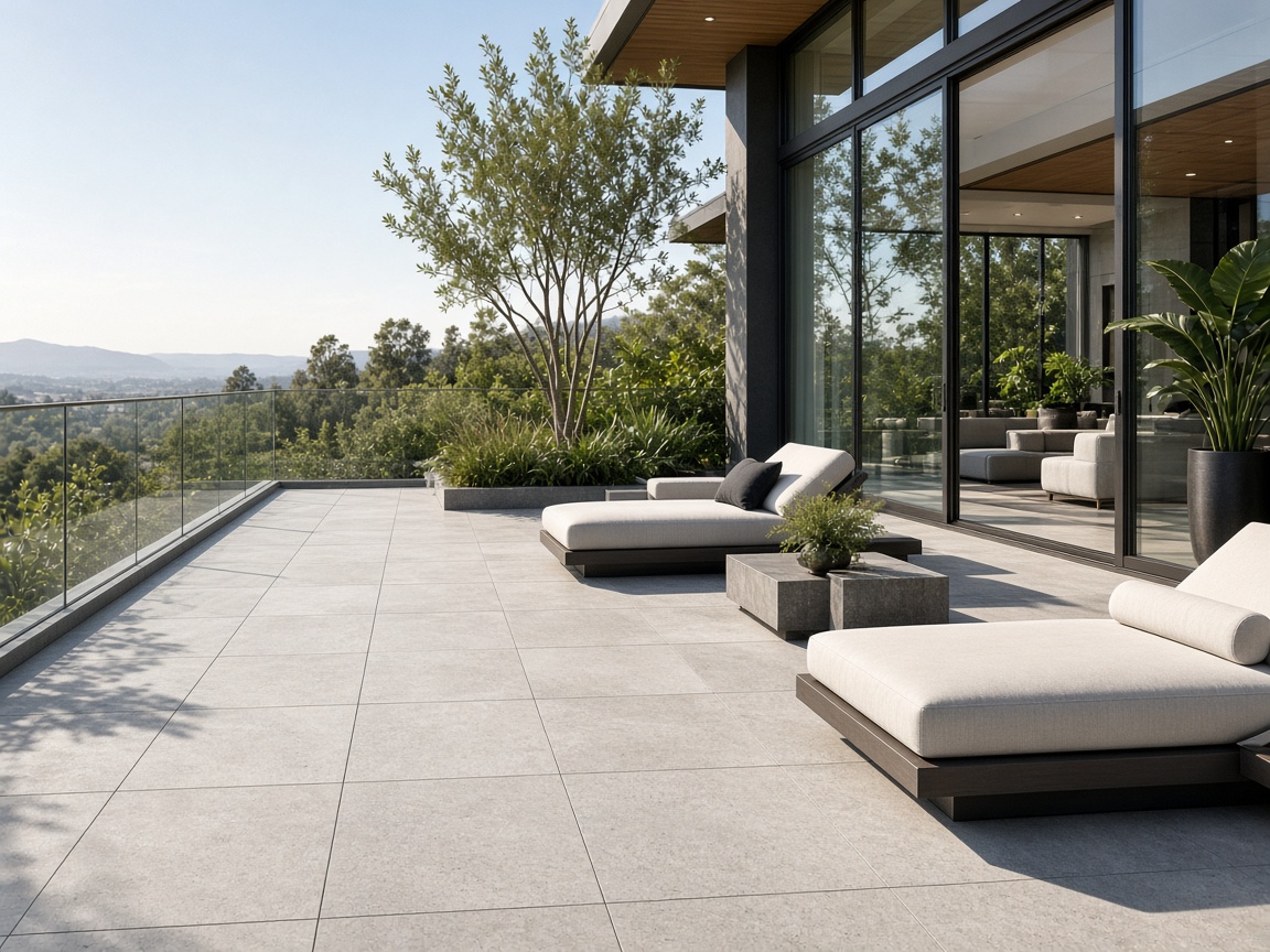 Terrasse mit witterungsbeständigen Großformat-Platten